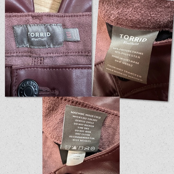 Torrid Skinny faux leather high rise pants size 16 tall - Picture 9 of 9